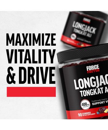 Force Factor Longjack Tongkat Ali Gummies Tongkat Ali for Men to Support Male Vitality and Drive 400mg Tongkat Ali with BioPerine Mixed Berry Lemonade 90 Gummies Longjack Tongkat Ali Gummies 90 Count (Pack of 1) - Buy Online on GoSupps.com