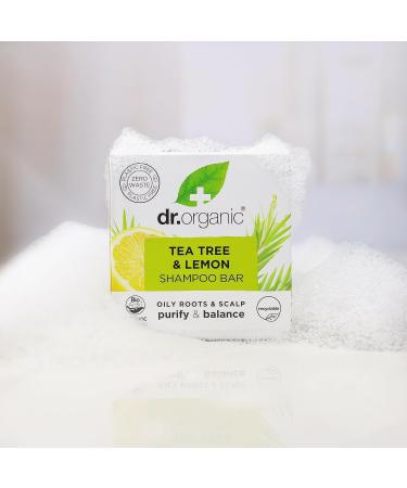 Dr Organic Tea Tree & Lemon Shampoo Bar Purifying Oily Roots & Scalp NEW Plastic Free Natural Vegan Cruelty Free Paraben & SLS Free Organic 75g - Buy Online on GoSupps.com