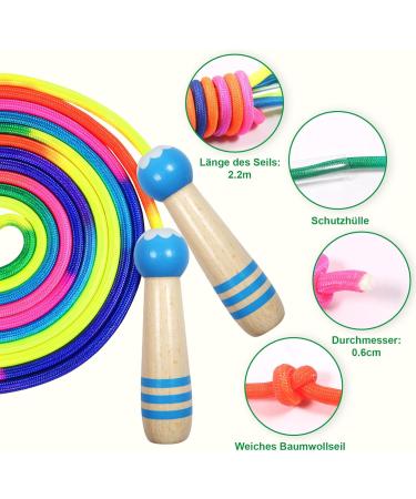 Qetlavee Adjustable Jump Rope for Kids - 2 Pieces 220cm Wooden Handles Perfect Gift for Boys & Girls Ages 6-10 - Blue & Pink - Buy Online on GoSupps.com