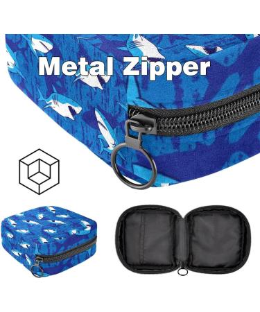 Blue Shark Underwater Animal Women Bands Storage Bag - Large Capacity Menstrual Cup Pocket & Makeup Organizer for Travel - Buy Online on GoSupps.com