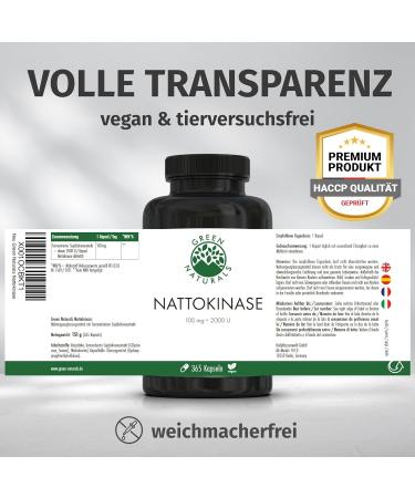 Nattokinase 20 000 FU/G | 100 mg Capsules | 365 Fermented Soybean Extract | Non-GMO | Green Naturals - International Shipping Available - Buy Online on GoSupps.com