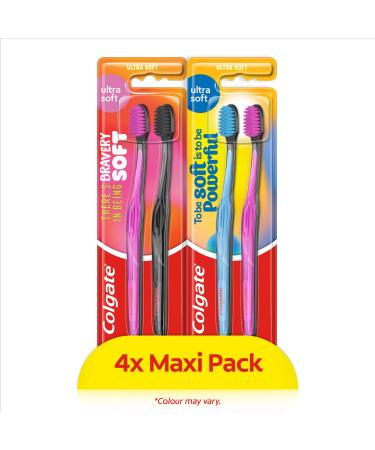 Colgate Limited Edition Ultra Soft Toothbrush manual toothbrush 0.1mm ultra soft bristles gentle on gums high density tufting removes plaque protects from cavities 1 count (Pack of 4) Ultra Soft