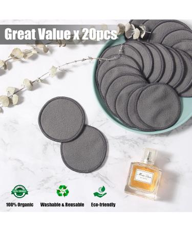 Luxureal Reusable Makeup Remover Pads 20 Packs Washable Bamboo Cotton Pads with Mesh Laundry Bag for All Skin Types - Buy Online on GoSupps.com