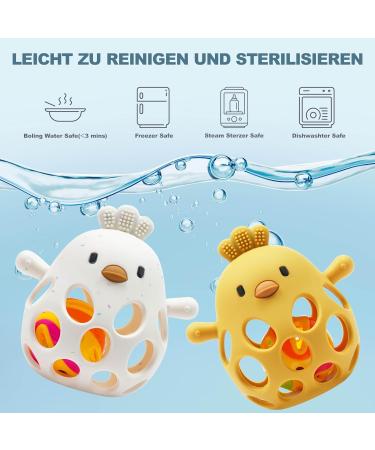 Farout Silicone Baby Bassinet Chicken BPA-Free Bite Ring | Cooling Tooth Aid & Montessori Rattle for Sensory Development | Baby Chewing Toy - Blue - Buy Online on GoSupps.com