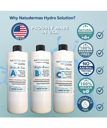 Natuderma Hydrodermabrasion Solution - Aqua Peeling Serum - Set of 3 (16 oz each) - MADE IN USA - Buy Online on GoSupps.com