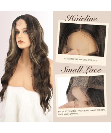 Fine Long Corrugated Brown Blonde Wig for Women | Medium Part Curly Wavy Synthetic Hair - 65 cm Perfect for Daily Wear & Parties - Buy Online on GoSupps.com