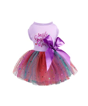 Dog dressing dog dressing for little dog girls mesh puppies dress summer dog clothes yorkie chihuahua tea cup of clothing clothing pet cat princess dress dog birthday outfit x-Small violet