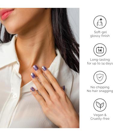 NAILOG Semi Cured Gel Nail Strips 34 pcs Salon-Quality Gel Nail Stickers Long Lasting Nail Wraps for Women with Soft Gel Finish Vintage Print & Silver Glitter (Reflection) - Buy Online on GoSupps.com
