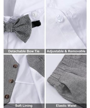 Mint Green Baby Boys Wedding Suit 3pcs Herringbone Tweed Outfit | Christening Clothes Set 3-4 Years Dark Gray - Buy Online on GoSupps.com