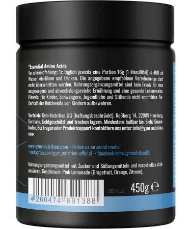 Premium EAA Powder | All 8 Essential Amino Acids | Vegan BCAA Complex | High Dose Pink Lemonade | No Unnecessary Additives - Buy Online on GoSupps.com