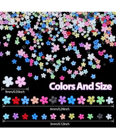 3D Color Tiny Flower Nail Charms - Spring Blossom Acrylic Nail Art with Golden Caviar Beads | DIY Manicure Accessories - Buy Online on GoSupps.com