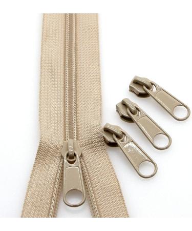 Leekayer 5 Beige Nylon Coil Zippers - 10 Yards Bulk with 25 Sliders for DIY Sewing Craft - Beige - Buy Online on GoSupps.com