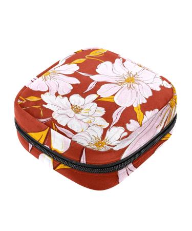 Guantierendiy Sanitary Napkin Storage Bag Portable Period Bag for Women Teen Girls White Pink Peony Flower Menstrual Cup Pouch Nursing Pad Holder (Multicolor) Color 4
