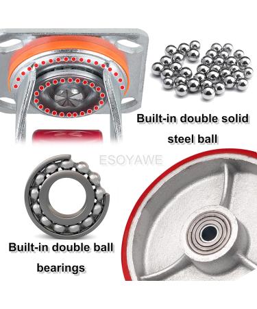 Threaded Shaft Swivel Castors Ball Castors Set of 4 4 5 6 8 Inch Heavy Duty Steel Hub Silent Polyurethane Casters Double Ball Bearing Replacement Caster with Brakes(Swivel 200mm) 200mm Swivel - Buy Online on GoSupps.com