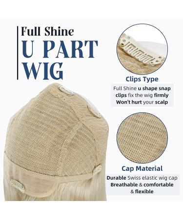 Full Shine 22 Human Hair Clip In Half Wig #60 White Blonde - 150g Real Hair Extension U Part Glueless Half Part Wig - Buy Online on GoSupps.com