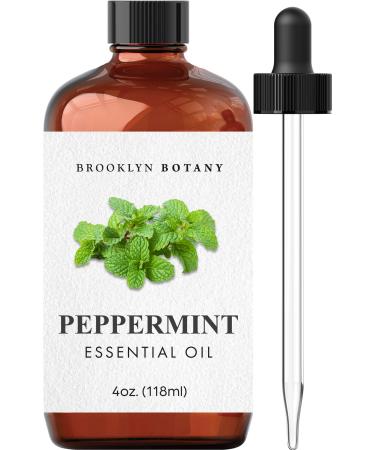 Brooklyn Botany Peppermint Essential Oil  100% Pure and Natural  Therapeutic Grade Essential Oil with Dropper - Peppermint Oil for Aromatherapy and Diffuser - 4 Fl. OZ Peppermint 4 Fl Oz (Pack of 1)