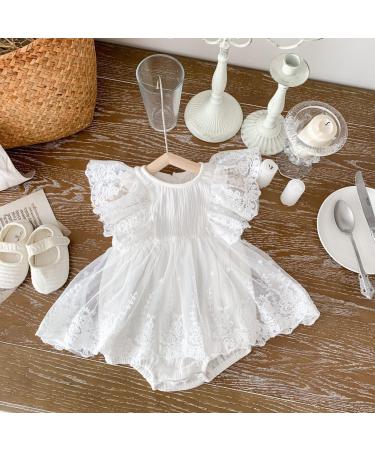 imKutie Baby Girl Romper - Lace Embroidered Ruffle Princess Dress for 1st Birthday Cake Smash Outfit, 6-12 Months - Buy Online on GoSupps.com