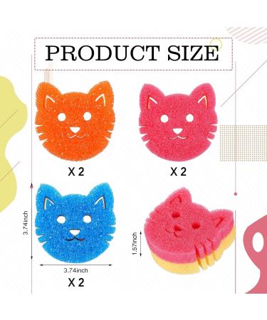 Kitchen Sponges 6 Pcs Cat Dual Sided Scrub Sponge Cleaning Sponges Cute Temperature Sensitive Dish Sponges for Washing Dishes Non Scratch Household Multi Use Sponges Scrubber for Kitchen 3 Colors - Buy Online on GoSupps.com