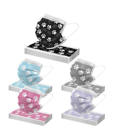 Winfer 50/100 piece of mouth protection adults disposable 3-layer with motif colored mouth and nose protection print towels breathable mouth-tube bandana necker scarf scarf for men women d-12