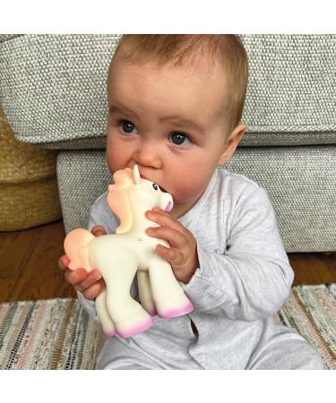 Nuby Unicorn Rubber Teether - 0 Months+ Baby Teething Toy | Soft & Safe White Teether for Infants - Buy Online on GoSupps.com
