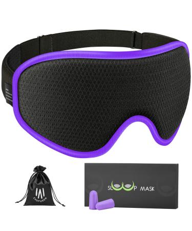 ZHUFUREN Sleep Mask for Men Women 3D Eye Mask for Sleeping of Light Blocking Concave Blindfold Eye Cover for Night Sleep Nap Travel and Meditation Purple