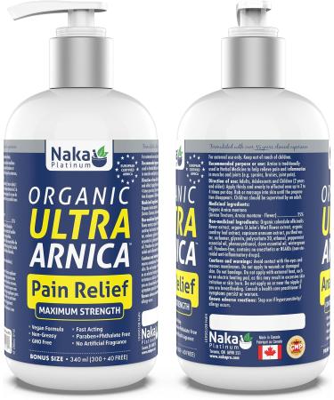 Naka Platinum Organic Ultra Arnica Lotion Pain Relief Maximum Strength European Certified Arnica Made in Canada (340ml) - Buy Online on GoSupps.com