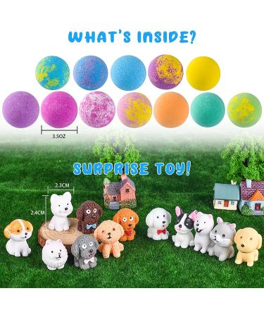 Bath Bombs for Kids - 12 Pack Handmade Fizzy Balls with Surprise Puppy Toys Inside | Organic Spa Bubble Bath Gift Set for Toddlers | Safe and Fun Bath Time Kit for Birthday, Easter, Christmas - Buy Online on GoSupps.com
