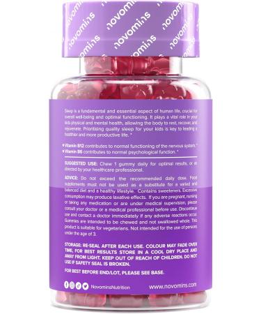 Sleep Gummies for Children Magnesium LTheanine Vitamin B12 Nutritional Supplements for Children at Night Alternative to Melatonin & Sleeping Tablets Vegan & Gluten Free Novomins - Buy Online on GoSupps.com