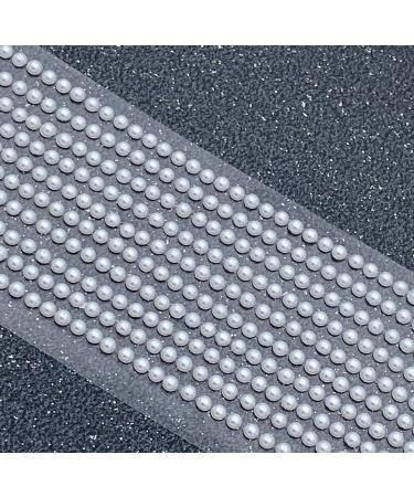 500 x Self Adhesive Pearls Gems 3mm Mini Flat Backed Round Pearls Beads Strips Embellishments (White)