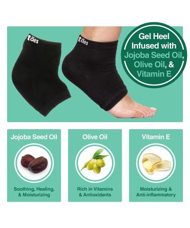 ZenToes Moisturizing Heel Socks - 2 Pairs Gel Lined Toeless Spa Socks for Dry, Cracked Heels - Heal While You Sleep (Regular Black) - Buy Online on GoSupps.com