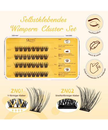 QueWel Self-Adhesive Eyelash Clusters - Natural Look Individual Extensions 32 pcs Reusable DIY Easy for Beginners (ZN01) - Buy Online on GoSupps.com