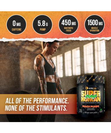 ALPHA LION Superhuman Pump Pre Workout Powder - Nitric Oxide Booster Stim-Free Energy & Focus Peach Rings Flavor (42 Servings) - International Shipping Available - Buy Online on GoSupps.com