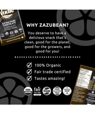 Zazubean COCONUT SUGAR Chocolate bars - Vegan Organic Fair trade Gluten free Soy Free (1 Count (Pack of 12) Extra Dark Chocolate) Dark Chocolate 1 Count (Pack of 12) - Buy Online on GoSupps.com