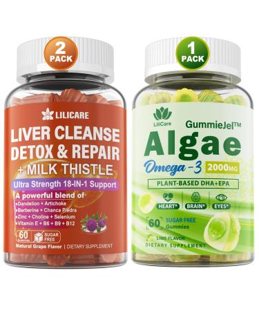 LILICARE Bundle Vegan Omega 3 Supplement Gummies & Liver Cleanse Detox & Repair Gummies