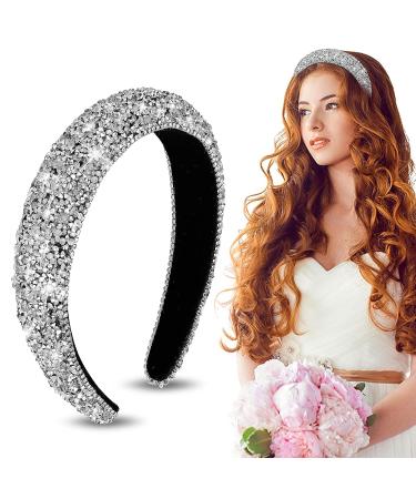 Sibba Rhinestone Padded Hairband - Crystal Beaded Wide Band Headpiece for Women - Buy Online on GoSupps.com