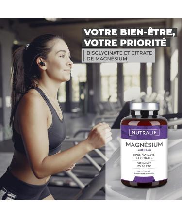 Magnesium Bisglycinate + Citrate - 2145mg - Vitamin B6 B5 C - Fatigue Stress - Magnesium BIO-Available - Magnesium Citrate and Magnesium Bisglycinate - 120 Capsules - Nutralia (Taste Free) - Buy Online on GoSupps.com