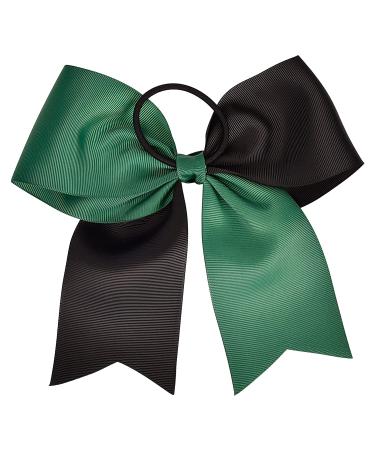 DEEKA 12PCS Two-Toned Cheer Hair Bows | Large Ponytail Holders for Teen Girls | Forest GreenBlack Elastic Bands - Buy Online on GoSupps.com