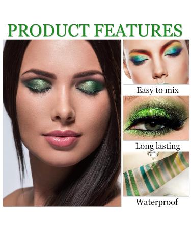 CAHIUYOA Green Eyeshadow Palette - 15 Shades of Forest Emerald Green & Yellow Glitter Makeup for Long-Lasting, Colorful Eye Looks - Matte & Glitter Formulas for Women & Girls - Buy Online on GoSupps.com