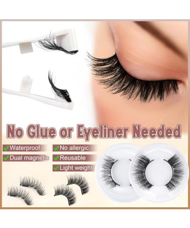Buy Wiwoseo Magnetic Eyelashes - Reusable Dual Magnetic Lashes for Natural Look | No Glue Clear Band Includes Applicator - 2 Pairs D-Natural - Buy Online on GoSupps.com