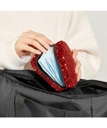 Red Glitter Sequins Sanitary Napkin Storage Bag - Portable Period Pouch for Women and Teen Girls - Multi-colored Design - 1Pc - Buy Online on GoSupps.com