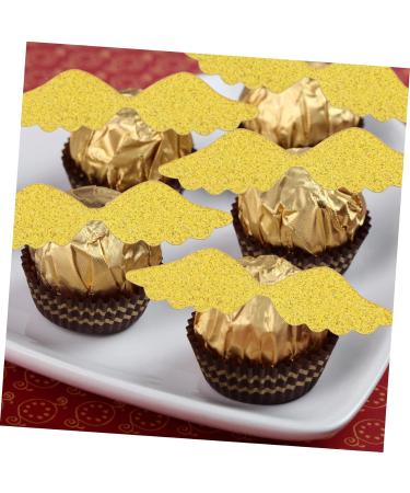 RUNROTOO 50pcs Chocolate Decoration Golden Wings Decoration Chocolate Cake Wings Gold Wings for Cake Party Wings Wedding Decor Party Accessories Dessert Paper Chocolate Stick - Buy Online on GoSupps.com