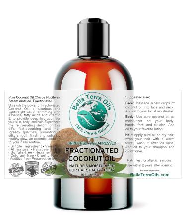Shop Bella Terra Organic Fractionated Coconut Oil 16 oz - Nutrient-Rich Antioxidants & MCTs for Skin Care & Wellness - International Shipping Available - Buy Online on GoSupps.com