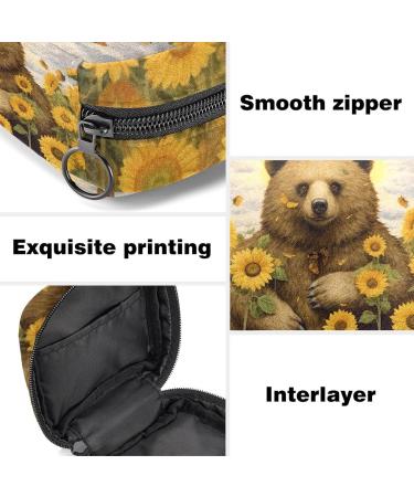 Blooming Sunflower Field Bear Menstruation Pad Bag with Zipper | Stylish & Functional Napkin Bag for Women & Girls | Ideal Tampon and Collective Bags - Buy Online on GoSupps.com
