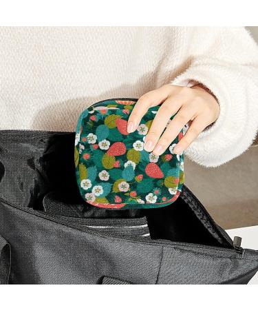 Strawberry Flower Pattern Sanitary Napkin Storage Bag - Portable Period Kit with Zipper - Menstrual Cup Pouch for Women and Teens - Color 4 - Buy Online on GoSupps.com