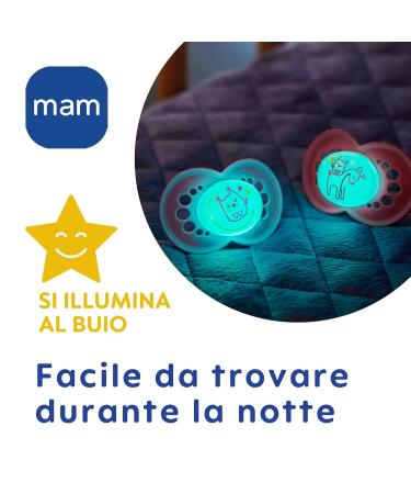 MAM Original Night Pacifiers Set of 2 - Rubber 6+ Months Light Blue with Pacifier Box - International Shipping Available - Buy Online on GoSupps.com