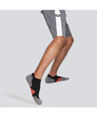 WANDER Men's Athletic Running Socks - 7 Pairs Thick Cushion Ankle Socks for Sport - Black/Red - Sizes 6-9/10-12/12-14 - Buy Online on GoSupps.com