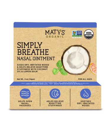 Maty's Simply Breathe Nasal Ointment – Helps Relieve Dry, Irritated Noses & Nighttime Stuffiness – .5 oz. 0.5 Ounce (Pack of 1)