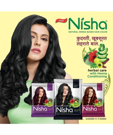 Nisha Natural Brown Hair Color Dye - Ammonia-Free Henna Powder (Pack of 10 15g) - International Shipping Available - Buy Online on GoSupps.com