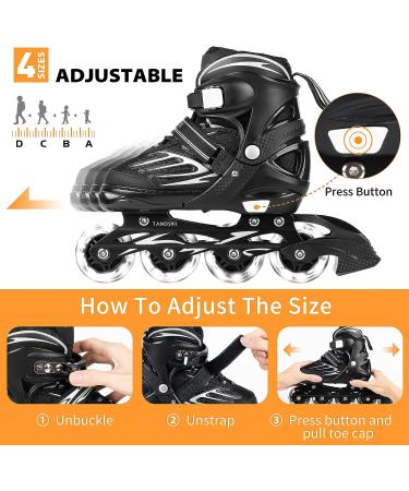 TANOSHII Inline Skates | Light Up Wheels | 4 Size Adjustable Roller Blades for New Skaters | Women Men Boys Girls | Large-Youth&Adult (4.5-7.5US) - Buy Online on GoSupps.com
