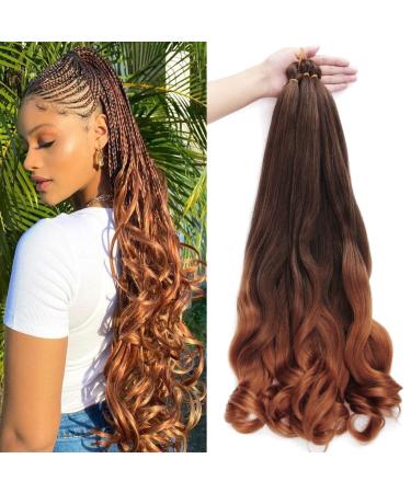 8 Packs Pre stretched French Curly Braiding Hair 26 Inch Easy Braid Crochet Hair Professional Ombre Braiding Hair Pre stretched Kanekalon Corchet Braids Yaki Texture Hair Extensions for Black Women (26 1B/30) 26 1b/30